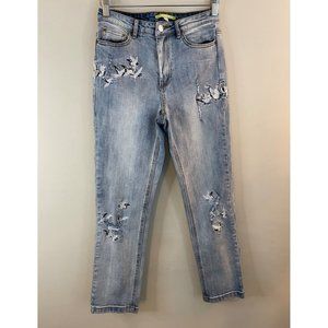 Gianni Bini Embroidered Bird Jeans XS